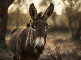 Donkey portrait created with Generative AI technology photo