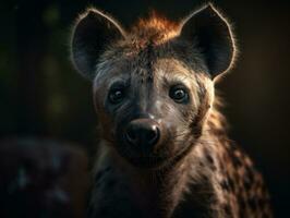 Hyena portrait created with Generative AI technology photo