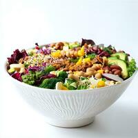 Colorful vegetarian salad decoration in white ceramic bowl ai generative photo