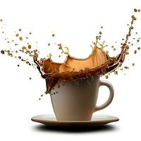 Beautiful coffee with splashed coffee element ai generative photo