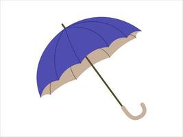 Blue Umbrella in Open position. Vector illustration in flat style