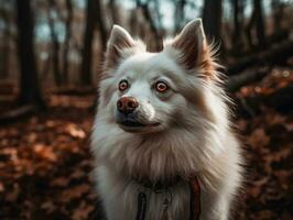 American Eskimo dog created with Generative AI technology photo