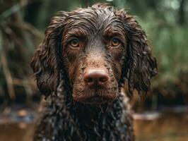 American Water Spaniel dog created with Generative AI technology photo