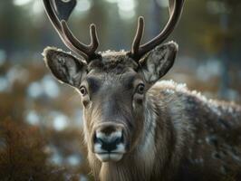 Reindeer portrait created with Generative AI technology photo