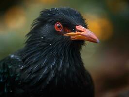 Chough bird portrait created with Generative AI technology photo