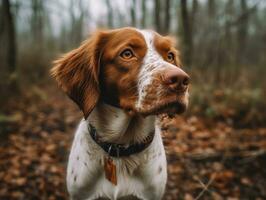 Brittany dog created with Generative AI technology photo