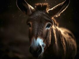 Mule portrait created with Generative AI technology photo