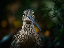 Curlew bird portrait created with Generative AI technology photo