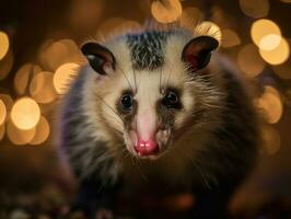 Opossum portrait created with Generative AI technology photo