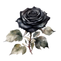 watercolor roses and leaves in a fantasy style. AI-Generated. png