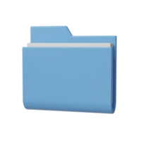 blue folder with paper document inside icon. 3d render illustration. png