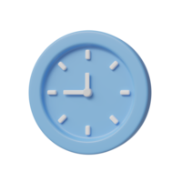 Blue clock icon. 3d render illustration. png