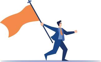 Hand Drawn Businessman holding a victory flag in flat style vector