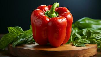 Fresh, organic vegetables on wooden table healthy, gourmet salad generated by AI photo