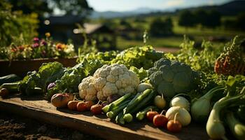 Fresh organic vegetables from the farm, a healthy feast generated by AI photo