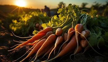 Fresh organic vegetables harvested from the farm, a healthy meal generated by AI photo