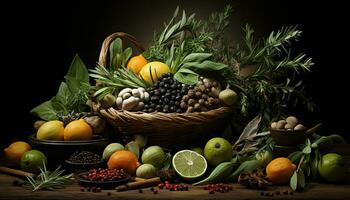Freshness of nature bounty in healthy eating basket generated by AI photo