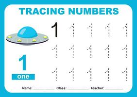 Trace and write number for children. Exercise for children to recognize the number. Educational worksheet for preschool vector