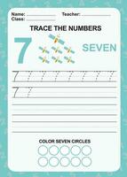 Trace and write number for children. Exercise for children to recognize the number. Educational worksheet for preschool vector