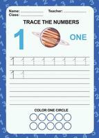 Trace and write number for children. Exercise for children to recognize the number. Educational worksheet for preschool vector