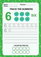 Trace and write number for children. Exercise for children to recognize the number. Educational worksheet for preschool vector