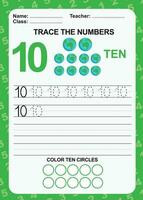 Trace and write number for children. Exercise for children to recognize the number. Educational worksheet for preschool vector