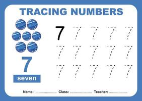 Trace and write number for children. Exercise for children to recognize the number. Educational worksheet for preschool vector