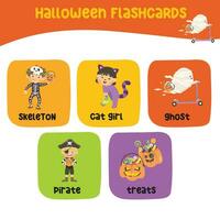 Halloween flashcard collection. Cute Halloween flashcards collection. Printable game cards. Ready to print. vector