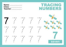 Trace and write number for children. Exercise for children to recognize the number. Educational worksheet for preschool vector