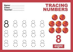 Trace and write number for children. Exercise for children to recognize the number. Educational worksheet for preschool vector