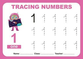 Trace and write number for children. Exercise for children to recognize the number. Educational worksheet for preschool vector