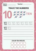 Trace and write number for children. Exercise for children to recognize the number. Educational worksheet for preschool vector