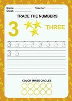 Trace and write number for children. Exercise for children to recognize the number. Educational worksheet for preschool vector