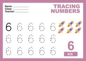 Trace and write number for children. Exercise for children to recognize the number. Educational worksheet for preschool vector