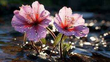 vibrante flor flores en un prado, capturar naturaleza belleza generado por ai foto