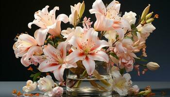 frescura y belleza en naturaleza, un vibrante ramo de flores de vistoso flores generado por ai foto