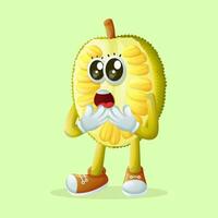 jackfruit character with a surprised face and open mouth vector