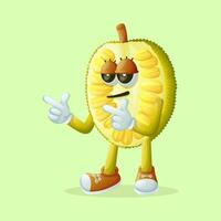 jackfruit character with pointed hand and cool expression vector