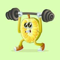 jackfruit character lifting weights vector