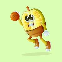 jackfruit character dunking a basketball vector