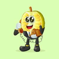 jackfruit character answering a phone vector