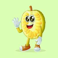 jackfruit character waving his hand vector