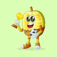 jackfruit character holding trophy vector