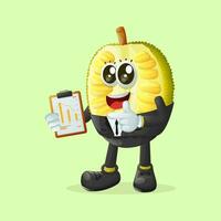 jackfruit character holding a clipboard vector