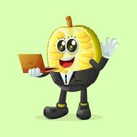 jackfruit character typing on a computer vector