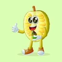 jackfruit character holding a cupcake vector