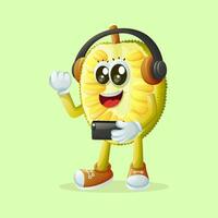 jackfruit character playing video games vector