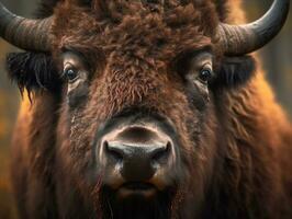 Bison portrait created with Generative AI technology photo