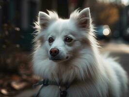 American Eskimo dog created with Generative AI technology photo