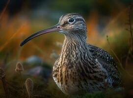 Curlew bird portrait created with Generative AI technology photo